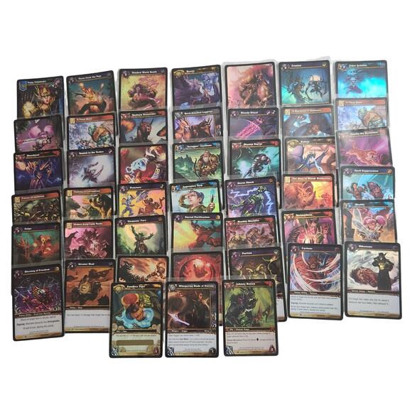 World Of Warcraft TCG Lot Of 45 Holo Cards In Penny Sleeves NM 2010 - Picture 1 of 5